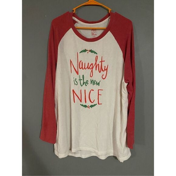 State Of Mine Naughty Is The New Nice Long Sleeve Top Size Large - Picture 1 of 5